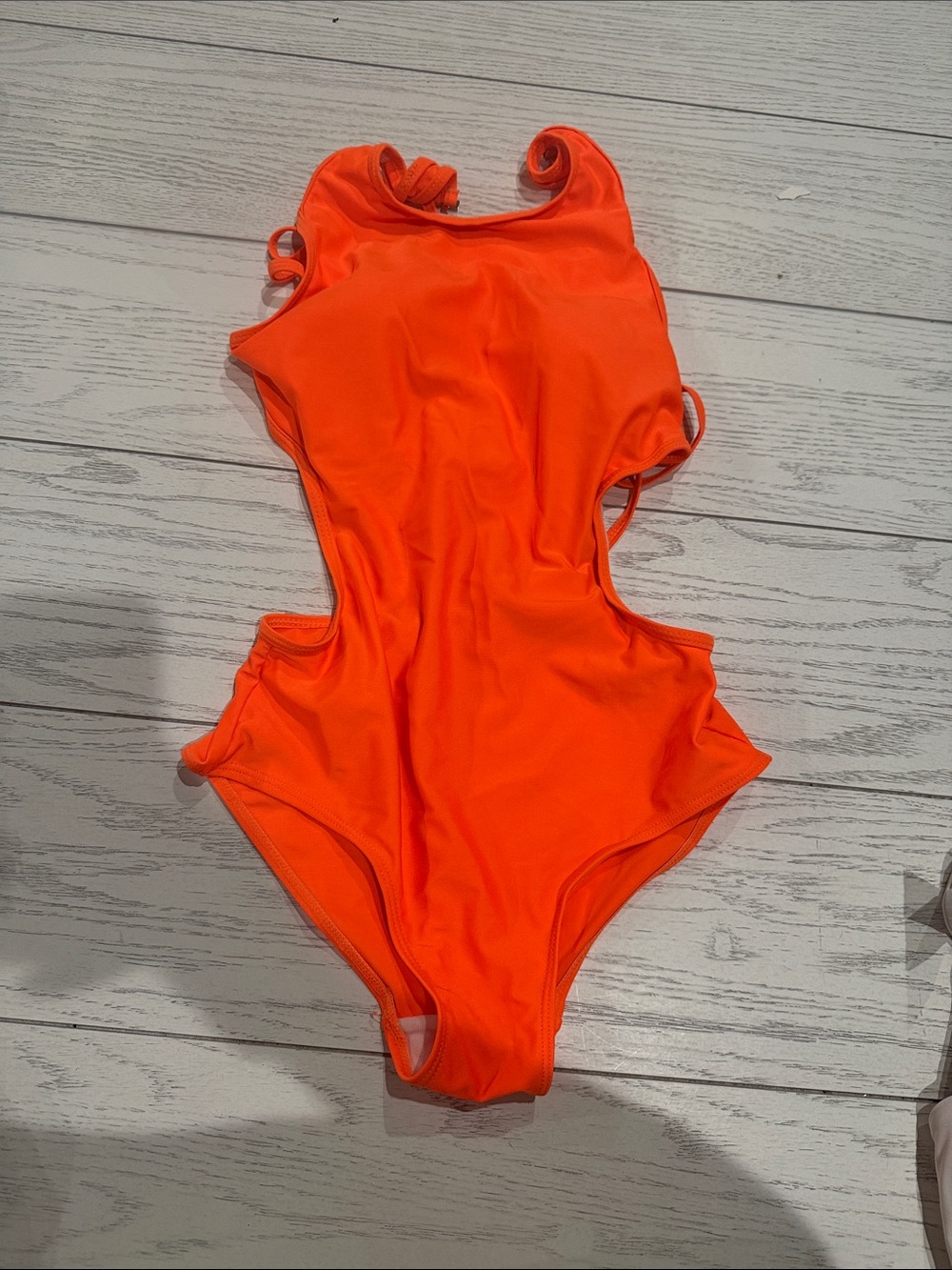 SHEIN Neon Orange Cutout One-Piece Swimsuit